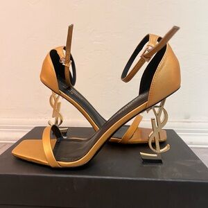 YSL gold logo heel sandals size 8. -alike